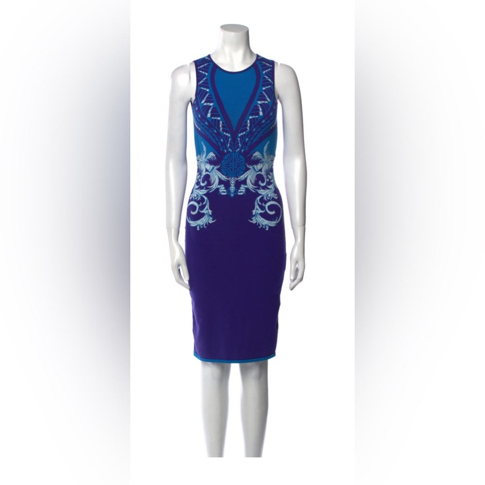 Versace Collection blue purple sheath dress. Size XS